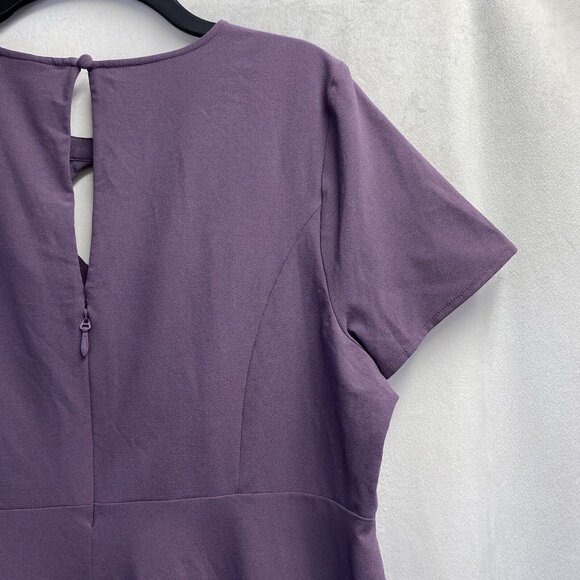 TORRID Cris Cross Crew-Neck Short Cap Sleeve Peplum Blouse Women Sz 0 Purple - Picture 15 of 16